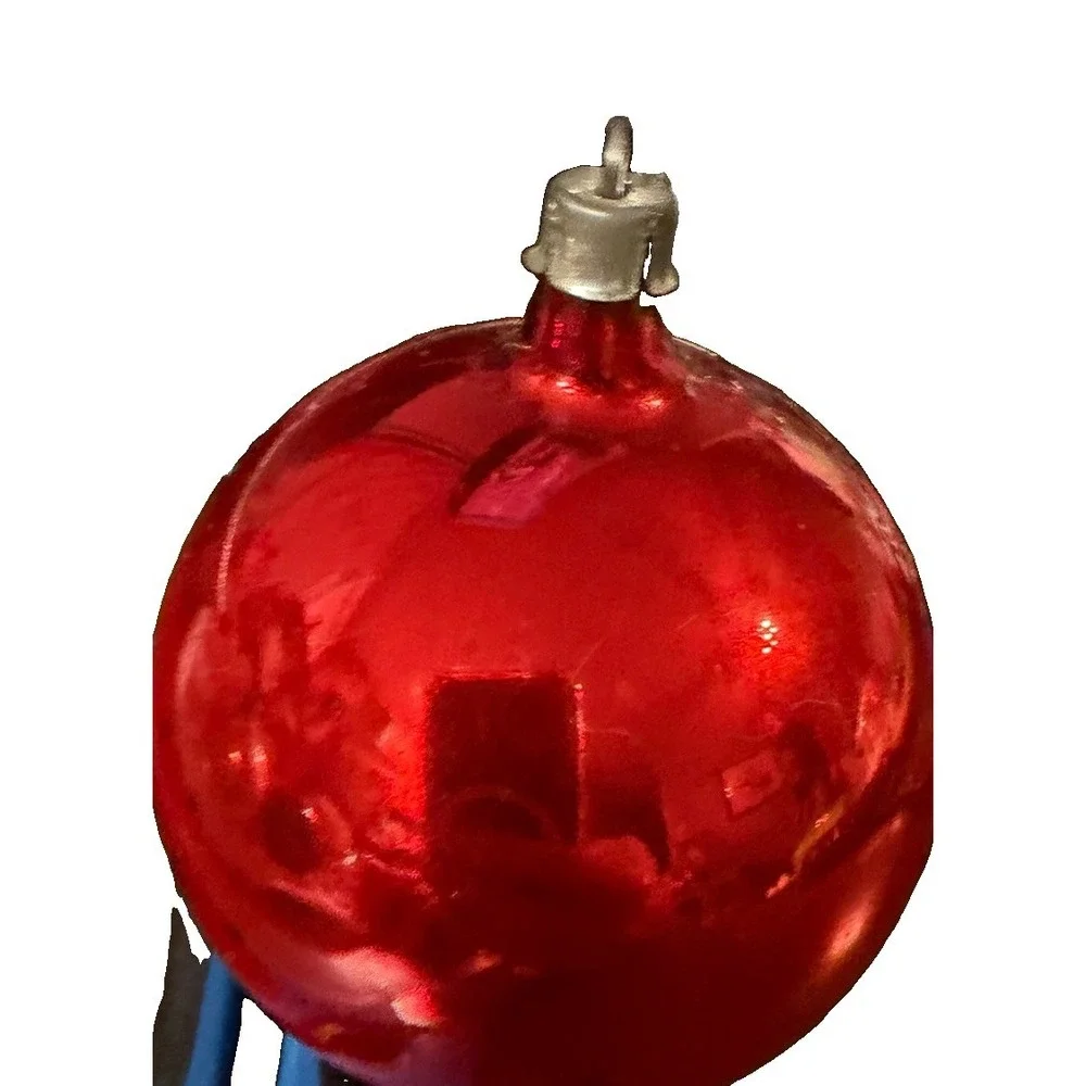 1930s 1940s Red Glass Christmas Ornament Made USA Shiny Brite Era Vtg 2.75